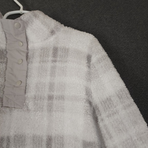 Eddie Bauer Plaid Sherpa Fleece Pullover Women's Medium M Button Front - Picture 2 of 10